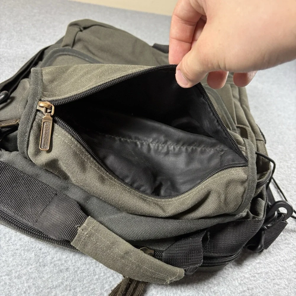 Vintage Eddie Bauer Messenger Bag Olive Green Tactical Crossbody Travel Utility